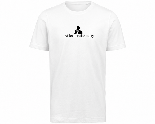 At least twice a day – Vitt T-shirt